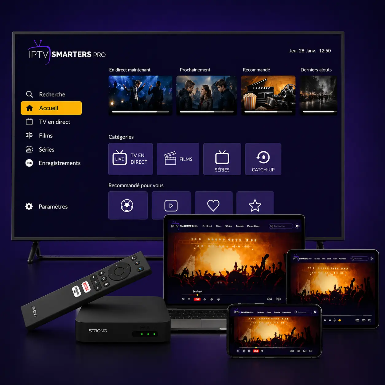 Interface IPTV Smarters Pro futuriste