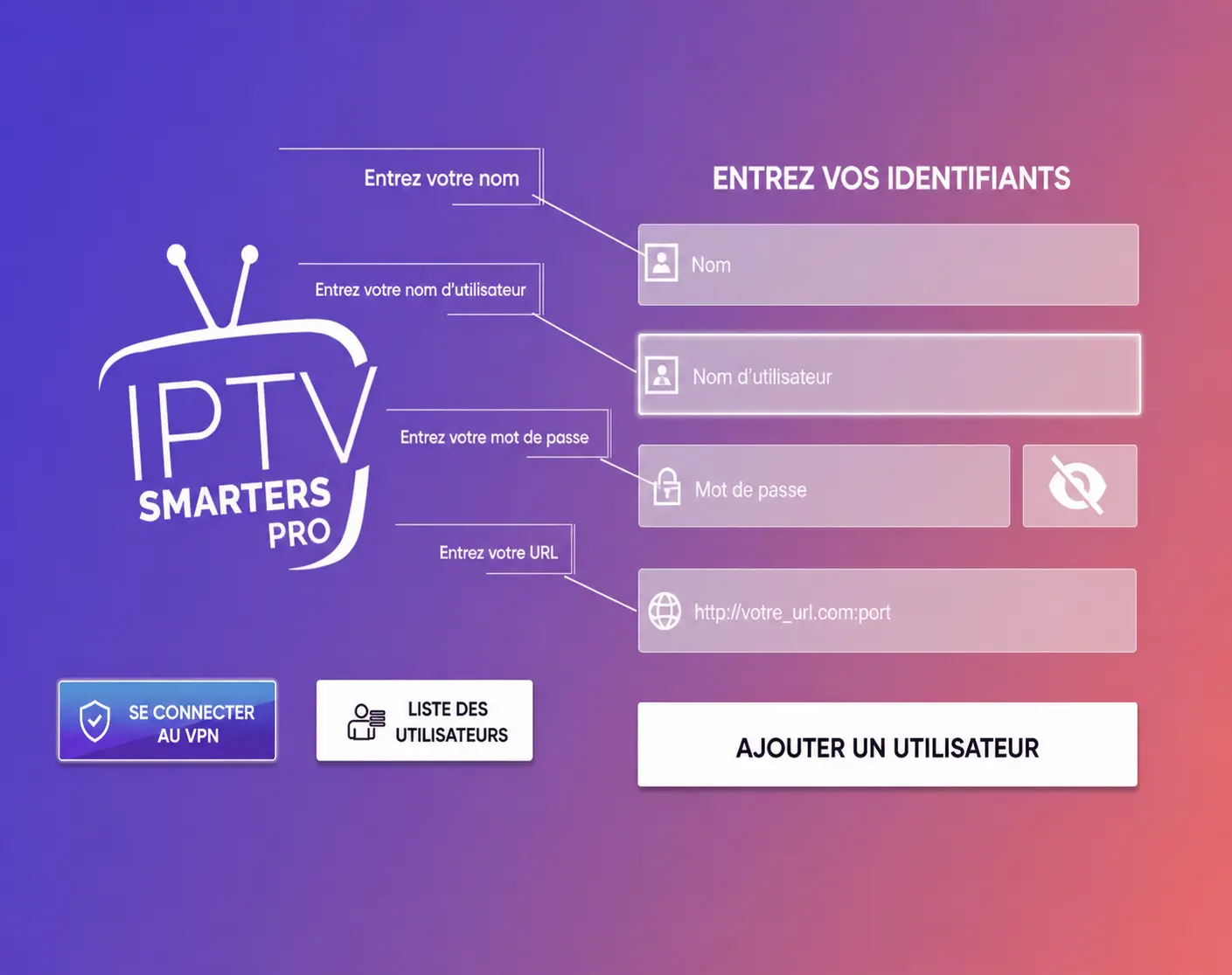 Configuration IPTV Smarters Pro — Connexion Xtream Codes API