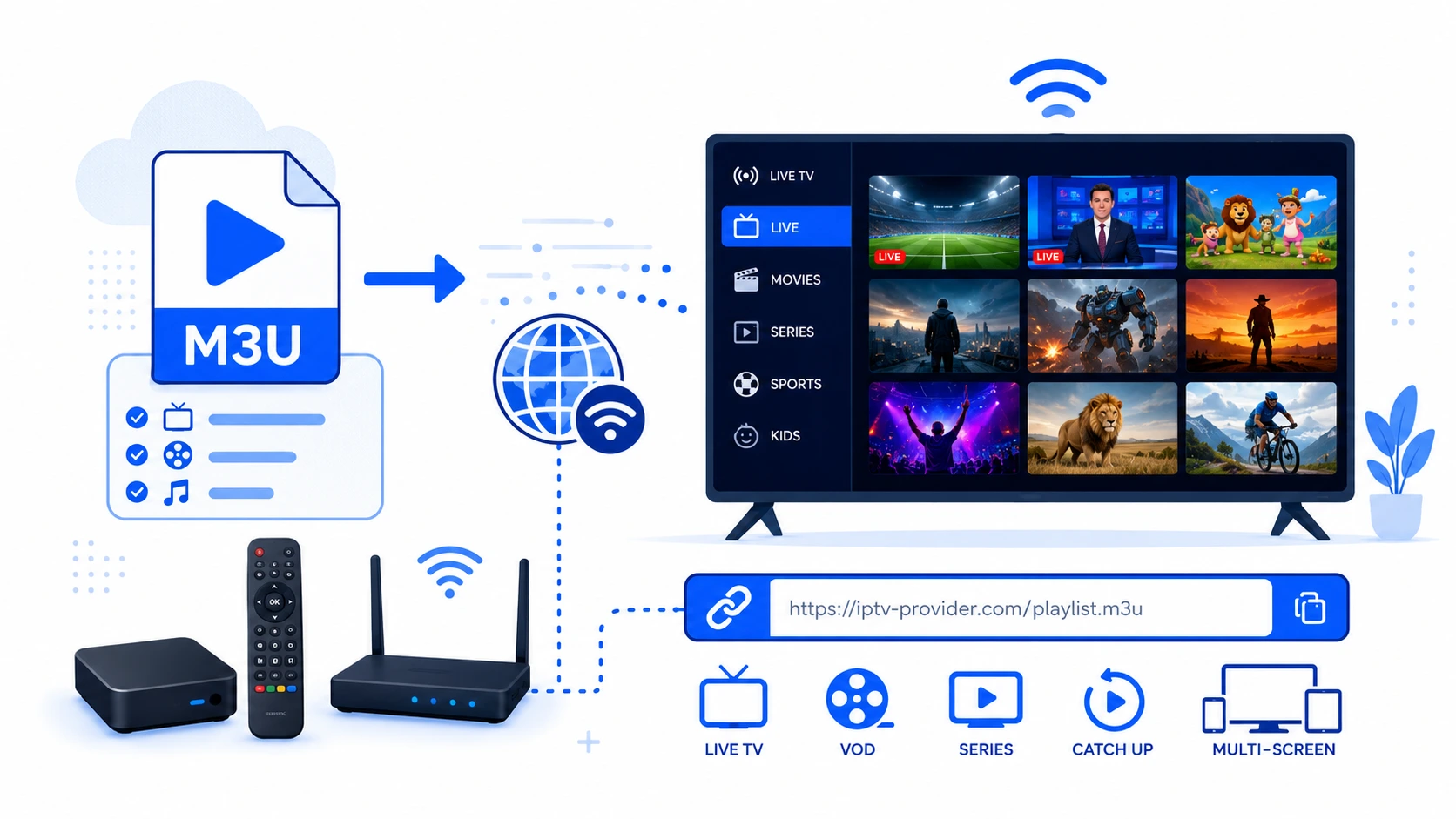 Ajout d'un abonnement IPTV via une URL M3U sur IPTV Smarters Pro