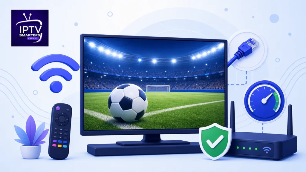 IPTV Smarters Pro sport stable pendant un grand match avec Ethernet et Wi-Fi