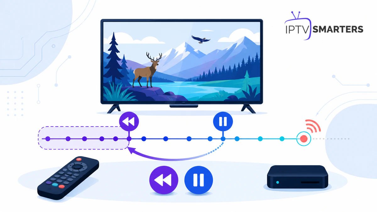 Timeshift IPTV Smarters Pro avec pause, retour en arrière et bord du direct