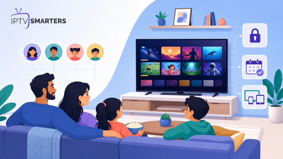 IPTV Smarters Pro famille avec profils, contrôle parental et plusieurs écrans du foyer