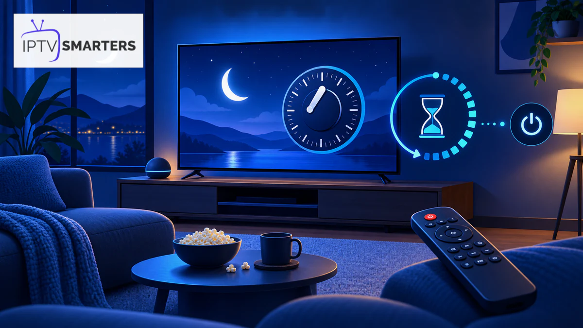 Minuterie IPTV Smarters Pro avec télévision, lune, horloge, télécommande et arrêt automatique