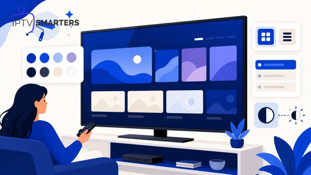 Personnaliser IPTV Smarters Pro avec thème sombre, couleurs et réglages d’affichage