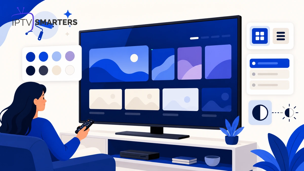Personnaliser IPTV Smarters Pro avec thème sombre, couleurs et réglages d’affichage