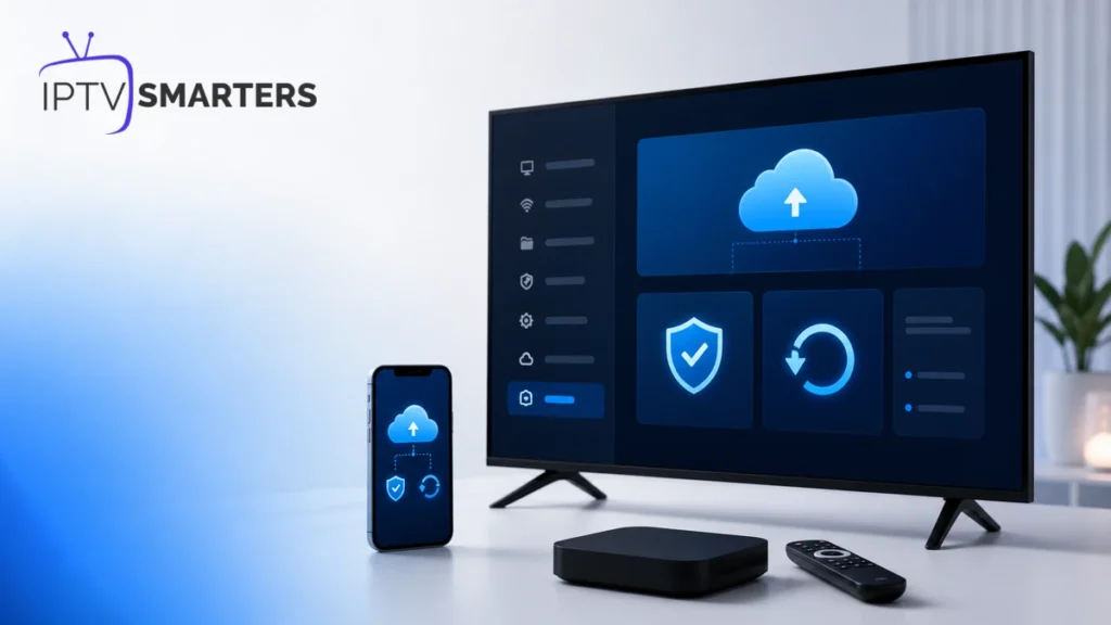 Sauvegarde sécurisée d’une configuration IPTV Smarters Pro sur télévision, smartphone et boîtier